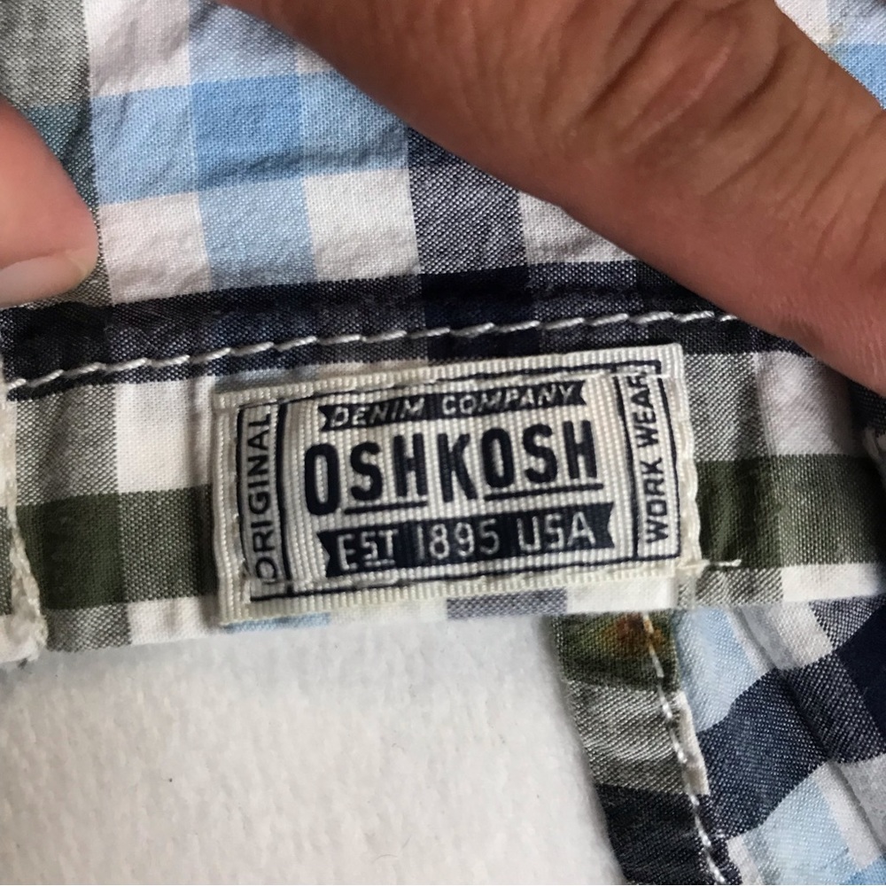 Oshkosh Button Down Shirt Boy’s Size 14 Multicolor Long Sleeve Plaid 100% Cotton - Picture 6 of 11